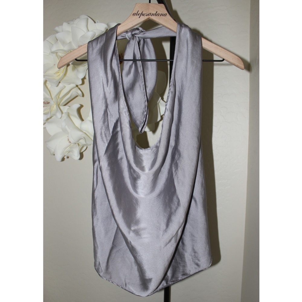 Ramy Brook Harriet Gray Silver Halter Top